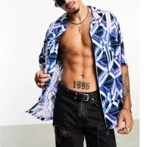 Men’s button down geo print shirt